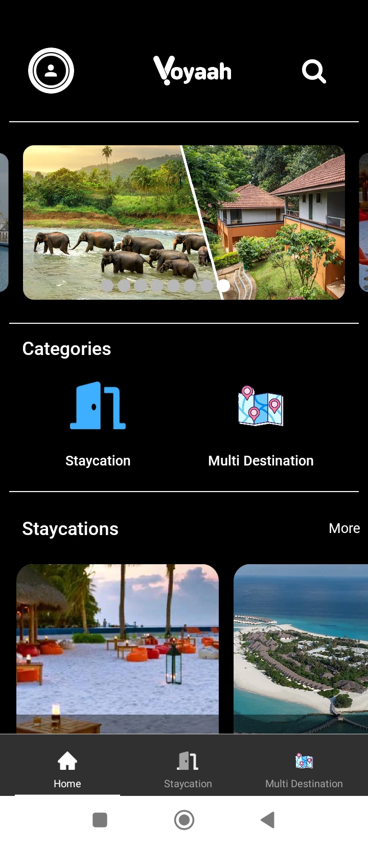 Voyaah App Home Screen